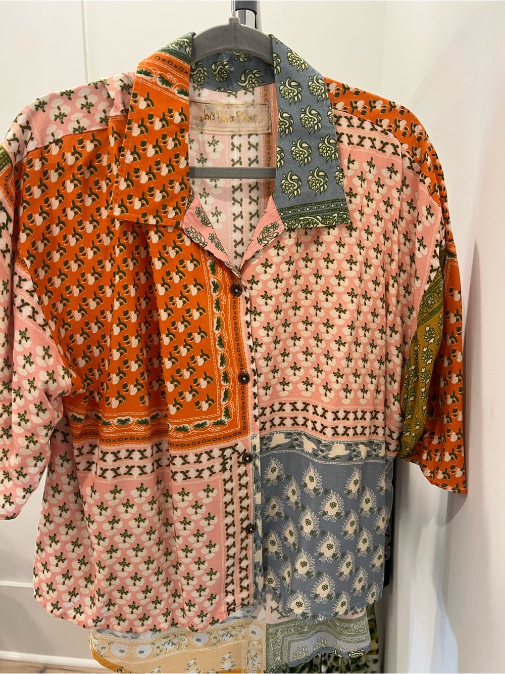 Anthropologie purchase. Floral Button-Up Shirt - Pink & Orange. Great for fal